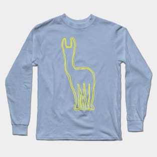 Paleolothic Style Tribal Llama Pattern Pastels, Yellow and Light Blue Long Sleeve T-Shirt